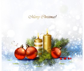 2015 Christmas ornaments and candle vector background art 01