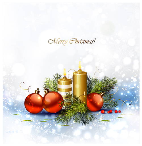 2015 Christmas ornaments and candle vector background art 01