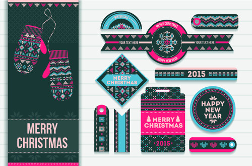 2015 Christmas sale tags with cards vector material 02