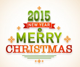 2015 New year and merry christmas label design vector 01