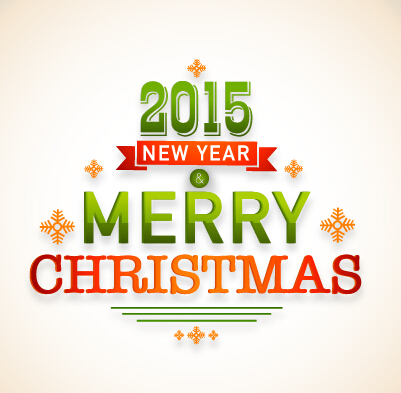2015 New year and merry christmas label design vector 01