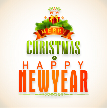 2015 New year and merry christmas label design vector 02