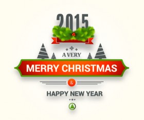 2015 New year and merry christmas label design vector 03