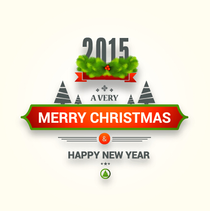 2015 New year and merry christmas label design vector 03