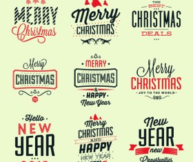 2015 chirstmas and new year retro logos
