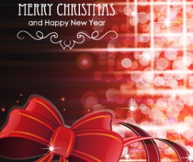 2015 christmas cards red bow vector set 01