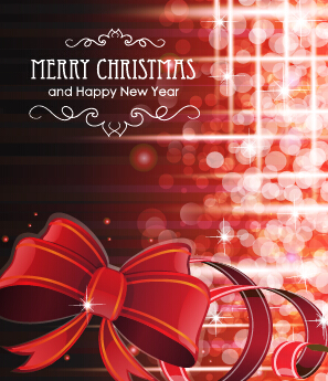 2015 christmas cards red bow vector set 01