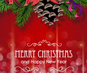 2015 christmas cards red bow vector set 02