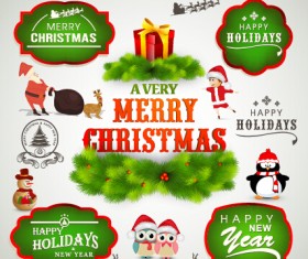 2015 christmas labels and ornament illustration vector