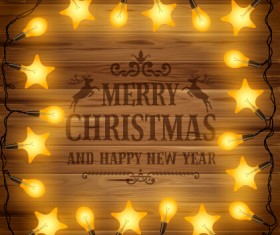 2015 christmas light frame and wooden background 02