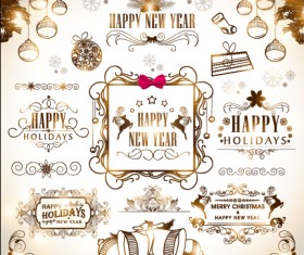 2015 christmas with new year calligraphic ornament vector