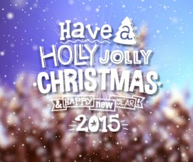 2015 christmas with winter blurred background vector 02