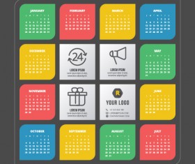 2015 colored calendars modern style vector