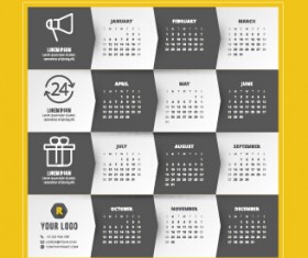2015 company calendar black with yellow style vector 01