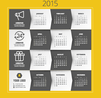 2015 company calendar black with yellow style vector 01