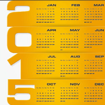 2015 company calendar black with yellow style vector 02