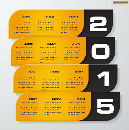 2015 company calendar black with yellow style vector 03
