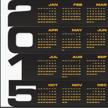 2015 company calendar black with yellow style vector 04
