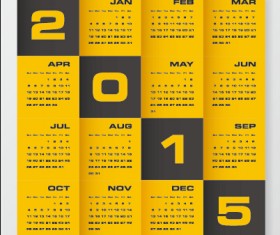 2015 company calendar black with yellow style vector 05