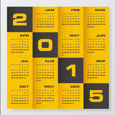 2015 company calendar black with yellow style vector 05