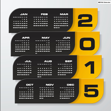 2015 company calendar black with yellow style vector 06