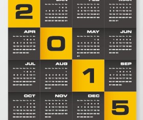 2015 company calendar black with yellow style vector 07