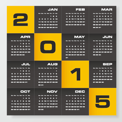 2015 company calendar black with yellow style vector 07