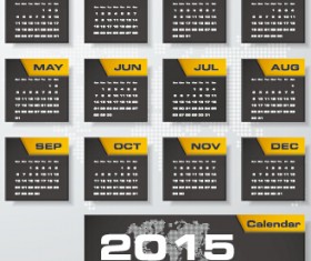 2015 company calendar black with yellow style vector 08