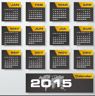 2015 company calendar black with yellow style vector 08
