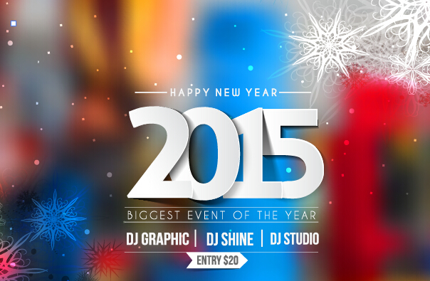 2015 new year blurs backgrounds vector set 03