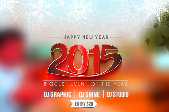 2015 new year blurs backgrounds vector set 06