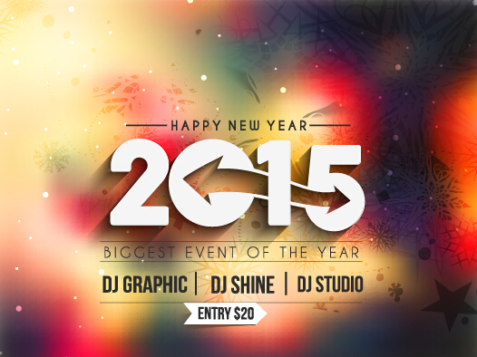2015 new year blurs backgrounds vector set 09