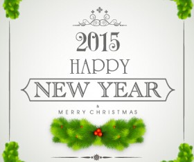 2015 new year with christmas frame and labels vector 01