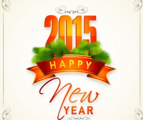 2015 new year with christmas frame and labels vector 02