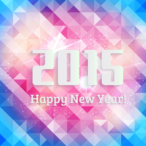 2015 new year with polygonal background vector