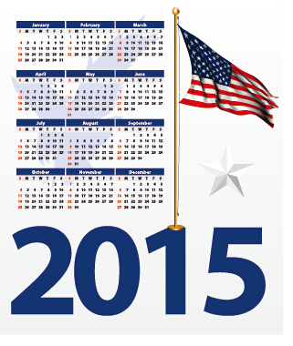 American flag and calendar 2015 vector
