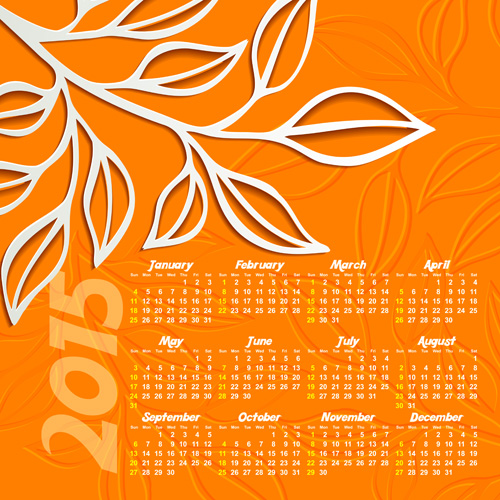 Autumn leaf Calendar 2015 vector material