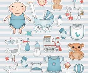 Baby elements sticker vector material 01