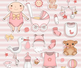 Baby elements sticker vector material 02