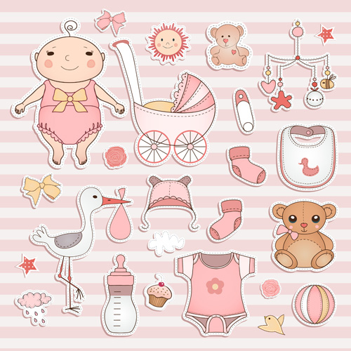 Baby elements sticker vector material 02