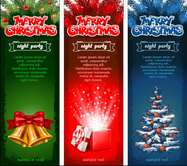 Banner christmas night party vector set