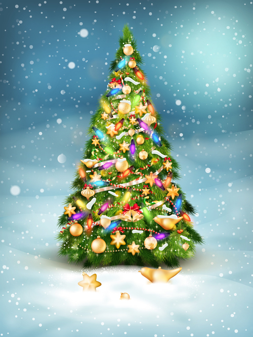 Beautiful Christmas tree 2015 background vector 03