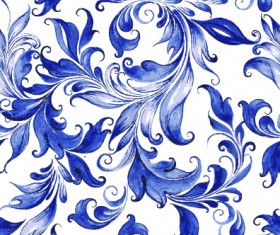 Beautiful blue floral vector seamless pattern 01