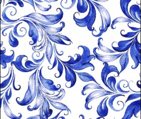Beautiful blue floral vector seamless pattern 04