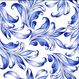Beautiful blue floral vector seamless pattern 05