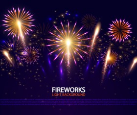 Beautiful fireworks light background art vector 01