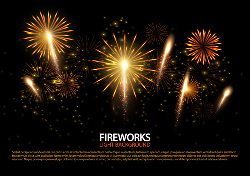 Beautiful fireworks light background art vector 03