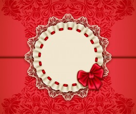 Beautiful lace and bow birthday cards vector 01