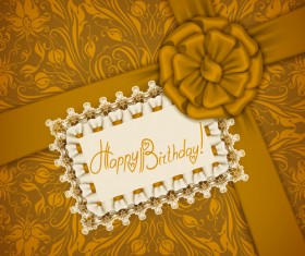 Beautiful lace and bow birthday cards vector 02
