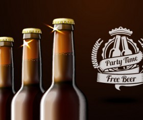 Beer bottle and beer labels vector